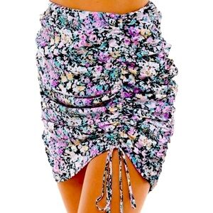 NWT ACOA Floral Mini Skirt Women Small Bows Smocked Feminine Boho Cottage Grunge